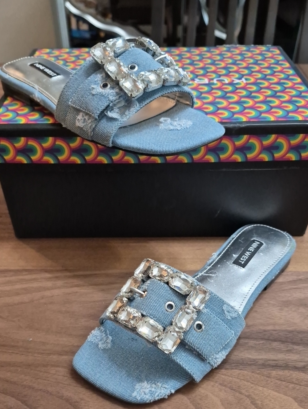 Nine West Women's Sz 7 Denim Sandals W Defect